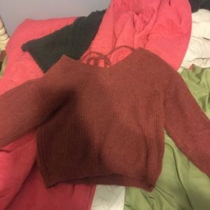 Pink tie back sweater